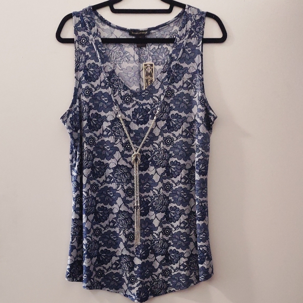 Susan Lawrence Blue and White Tank Top